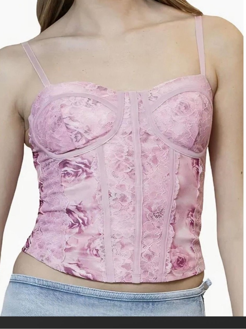 Madden Girl Rose Pink Lace Bustier Corset Top